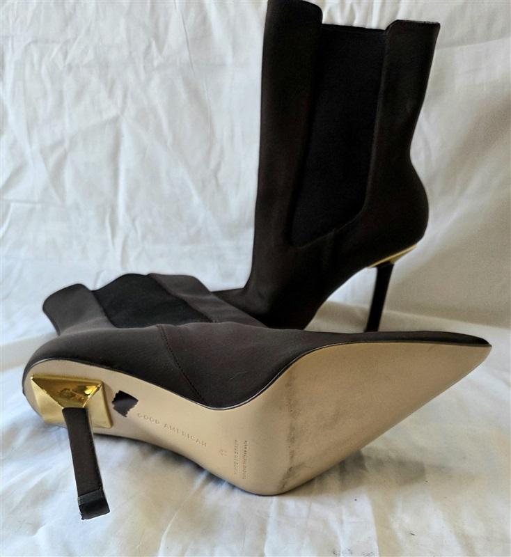 NWOT Good American 11 High Kickstand Bootie Pointed Toe Stiletto Brown 129963