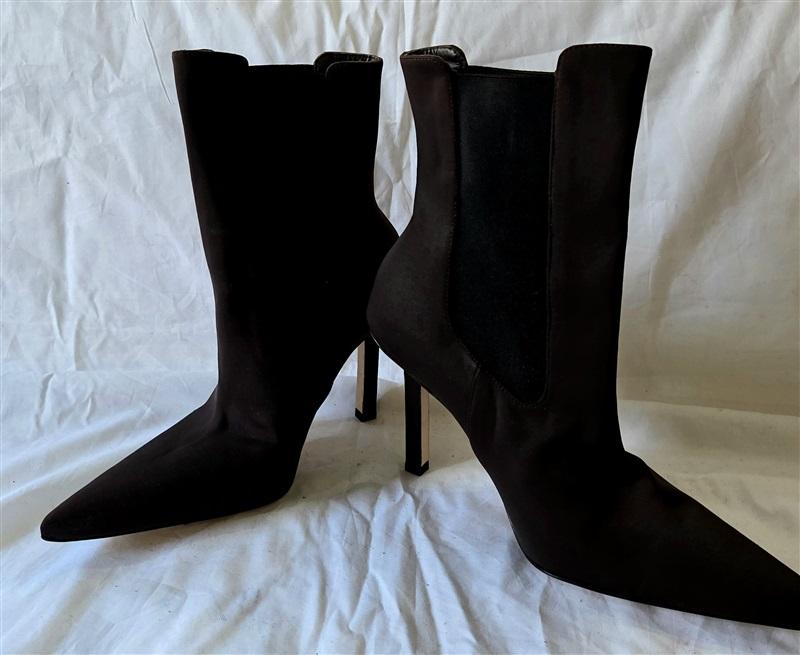 NWOT Good American 11 High Kickstand Bootie Pointed Toe Stiletto Brown 129963