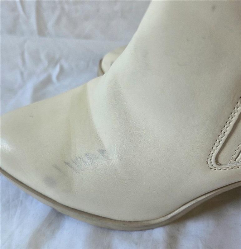 NWOT Mia 7 Western Stack Heel Faux Leather Woven Ankle Boot Booties Ivory 129964