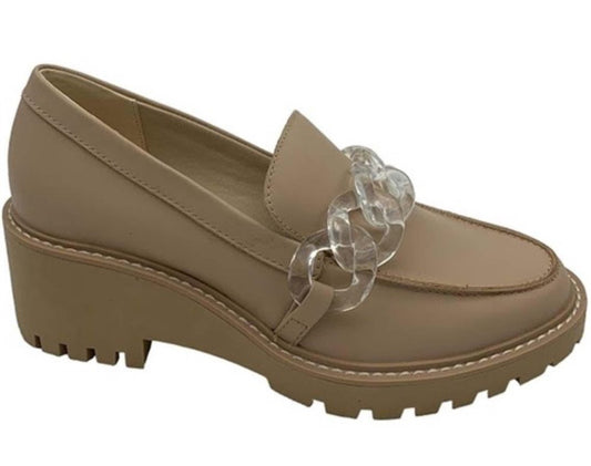 NWOT DV Dolce Vita 9.5 Haris Lug Sole Chain Leather Loafers Tan 129967