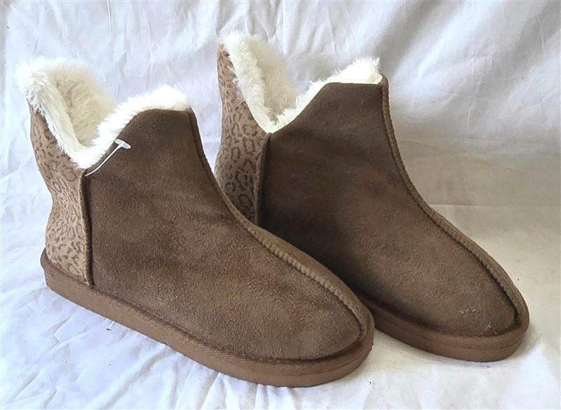 NWOT Jessica Simpson M 7-8 Plush Slippers Scuffs Cheetah Brown 129970
