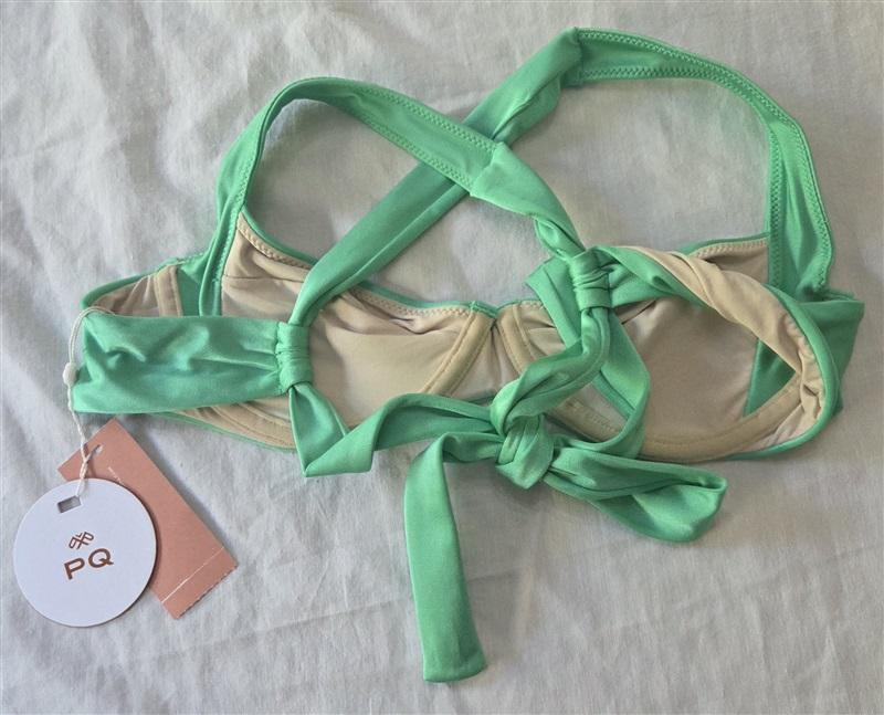 NWT Pilyq S Perla Underwire Bikini Swim Top Green Sparkle 129972