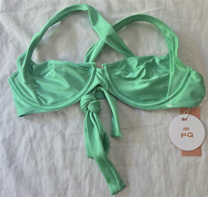 NWT Pilyq S Perla Underwire Bikini Swim Top Green Sparkle 129972