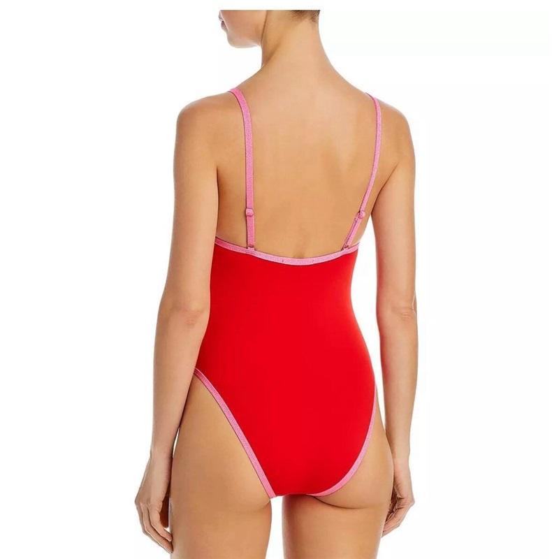 NWT Aqua Swim M Red & Pink Sparkle 1PC Maillot Swimsuit 129973
