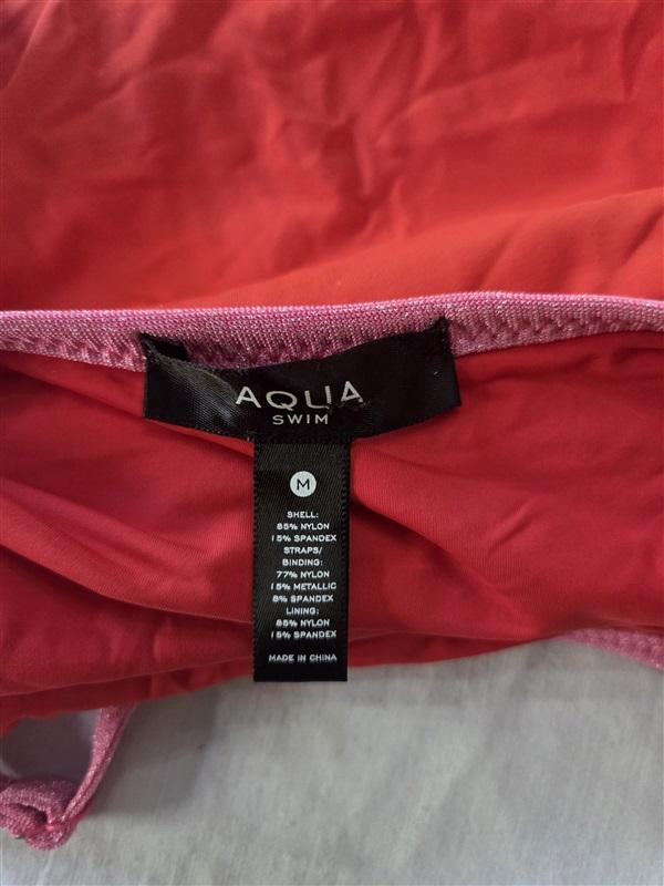 NWT Aqua Swim M Red & Pink Sparkle 1PC Maillot Swimsuit 129973