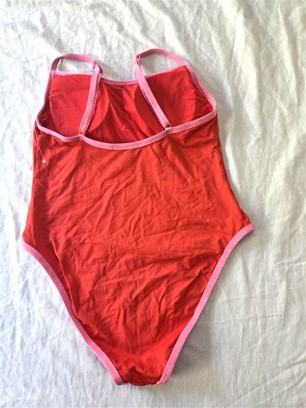 NWT Aqua Swim M Red & Pink Sparkle 1PC Maillot Swimsuit 129973
