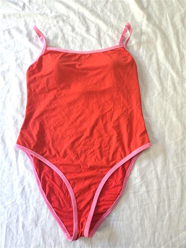 NWT Aqua Swim M Red & Pink Sparkle 1PC Maillot Swimsuit 129973