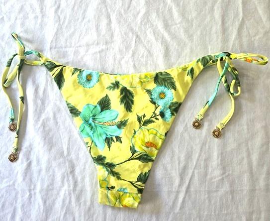 NWOT Seafolly 10 USA Garden Party TIE-SIDE BIKINI BOTTOM Yellow Floral 129976