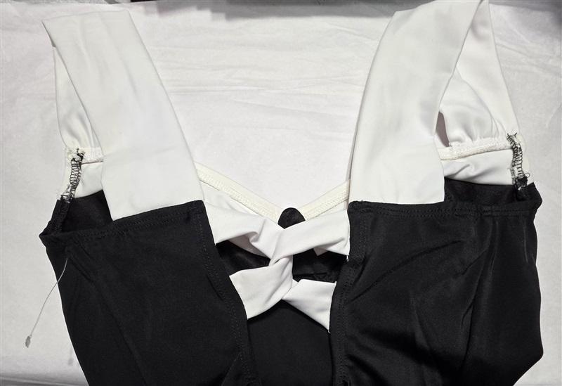 NWOT Instant Figure 6 CONTRAST TRIM Tuxedo 1 Pc SWIMSUIT 13496P Black 129987