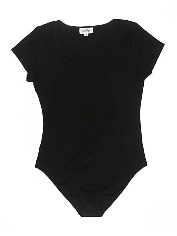 NWOT Kaileigh M Scoop Neck Bodysuit Black Ribbed 129994