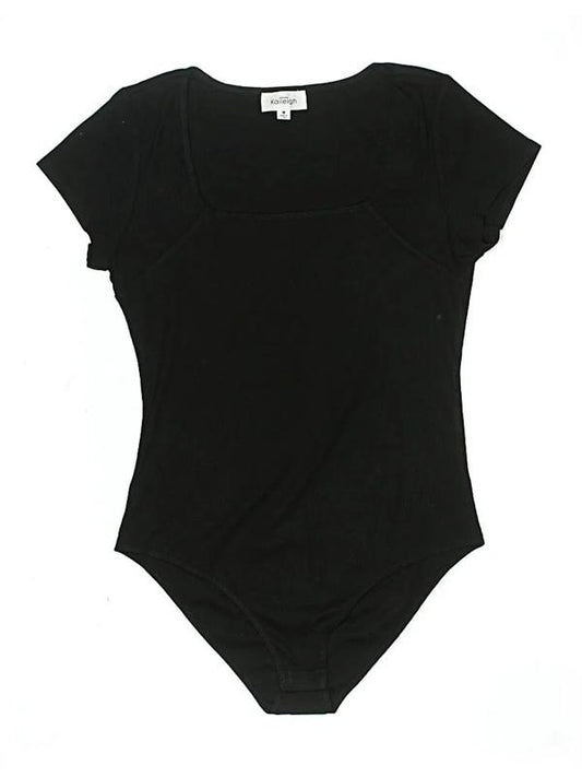 NWOT Kaileigh M Scoop Neck Bodysuit Black Ribbed 129994