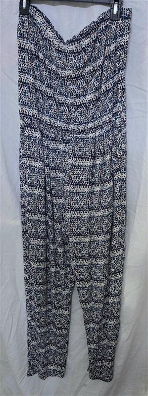 NWOT Tart L Ocean Icat Strapless Jumpsuit Pockets Blue White 129995