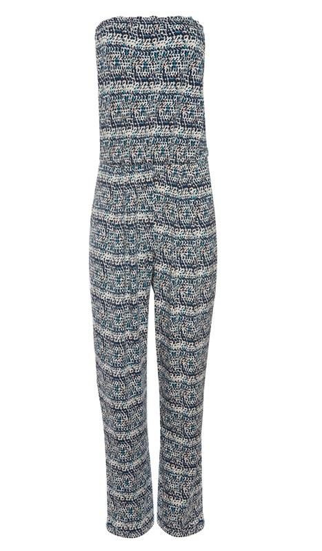 NWOT Tart L Ocean Icat Strapless Jumpsuit Pockets Blue White 129995