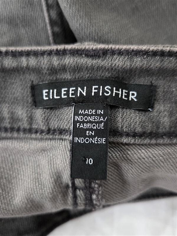 NWOT Eileen Fisher 10 Gray Stretch Straight Jeans Denim Pants 130008