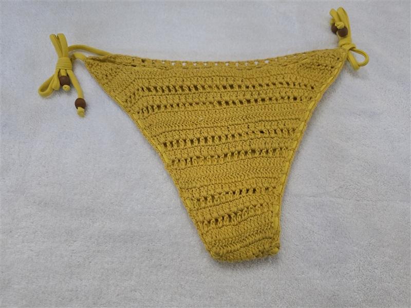 NWOT Wet LA XS Crochet Tie Side Bikini Bottom Yellow 130012
