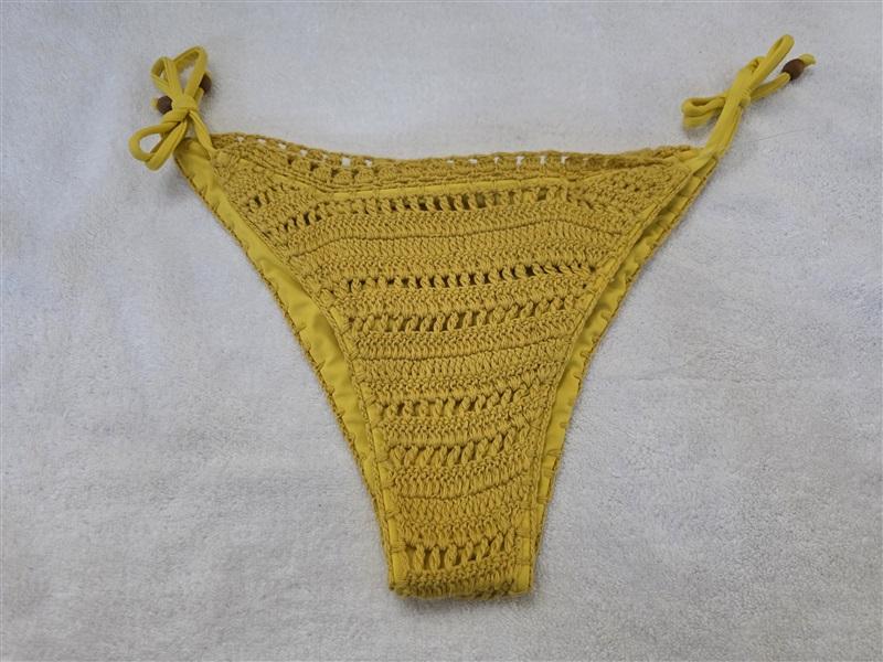 NWOT Wet LA XS Crochet Tie Side Bikini Bottom Yellow 130012
