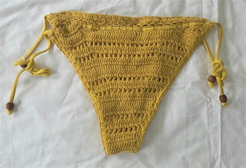 NWOT Wet LA XS Crochet Tie Side Bikini Bottom Yellow 130012