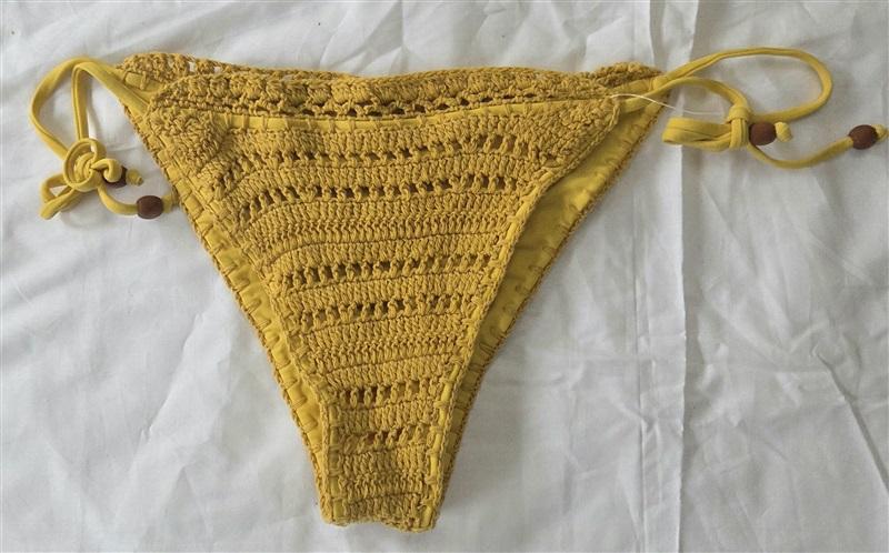 NWOT Wet LA XS Crochet Tie Side Bikini Bottom Yellow 130012