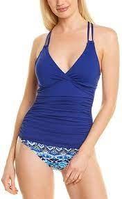 NWT La Blanca SZ 10 Island Goddess Blue Tankini Swim Top 130014