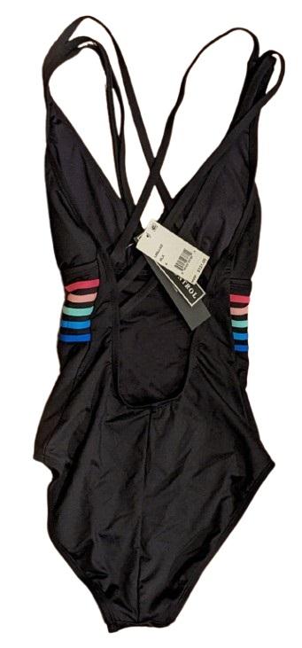 NWT La Blanca 6 Spectrum Black Cross Back Multi Strap 1PC Swimsuit 130022