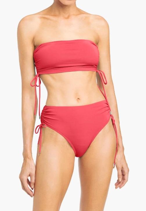 NWOT Robin Piccone XS Aubrey Side Tie Bikini Swim Top Orange 130028