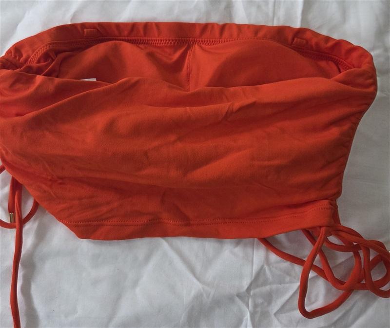 NWOT Robin Piccone XS Aubrey Side Tie Bikini Swim Top Orange 130028