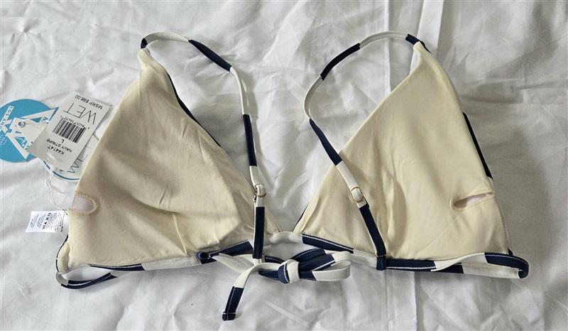 NWT Wet LA L Navy Blue Stripe Bikini Swim Top 130029