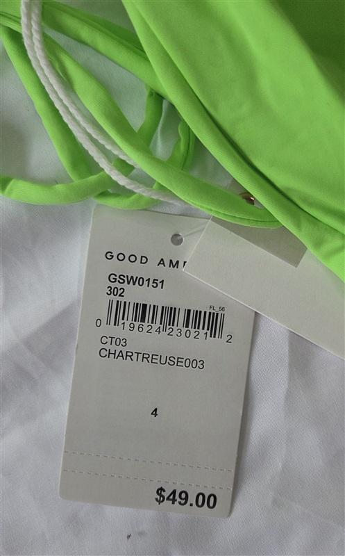 NWT Good American XL Side Tie Bottom Always Fits Swimsuit Chartreuse 130030