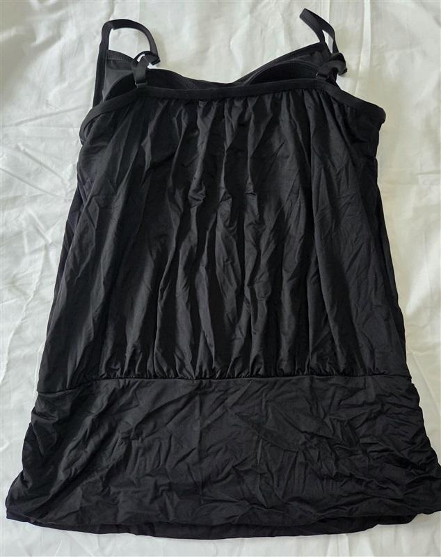 NWT Swimsuits For All 16 Shirred Blouson Tankini Top Black 130031