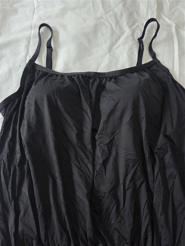 NWT Swimsuits For All 16 Shirred Blouson Tankini Top Black 130031