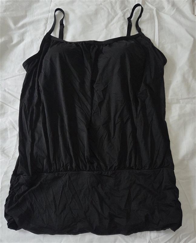NWT Swimsuits For All 16 Shirred Blouson Tankini Top Black 130031