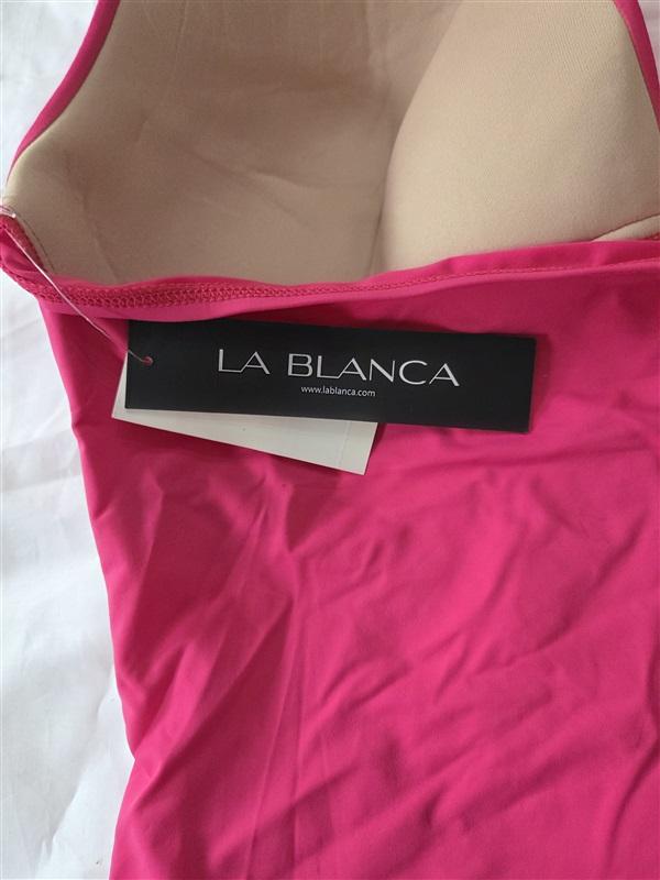 NWT La Blanca 16 Island Goddess Halter Tankini Top Swimsuit Top Fuchsia 130036