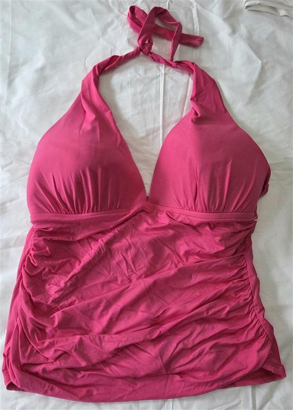 NWT La Blanca 16 Island Goddess Halter Tankini Top Swimsuit Top Fuchsia 130036