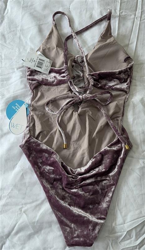 NWT Wet LA XS Velvet V Neck Lace Up 1PC Swimsuit 130037