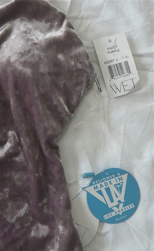 NWT Wet LA XS Velvet V Neck Lace Up 1PC Swimsuit 130037