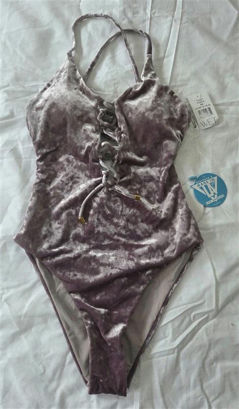 NWT Wet LA XS Velvet V Neck Lace Up 1PC Swimsuit 130037