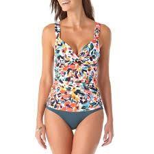 NWT Anne Cole 34B 32C Sunset Floral Twist Front Tankini Swimsuit 130038