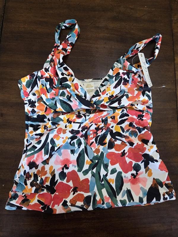NWT Anne Cole 34B 32C Sunset Floral Twist Front Tankini Swimsuit 130038
