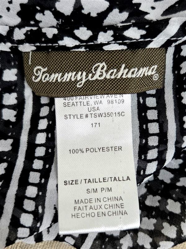 NWOT Tommy Bahama S/M Boho Sheer Dress Cover Up Black White Kaftan 130039