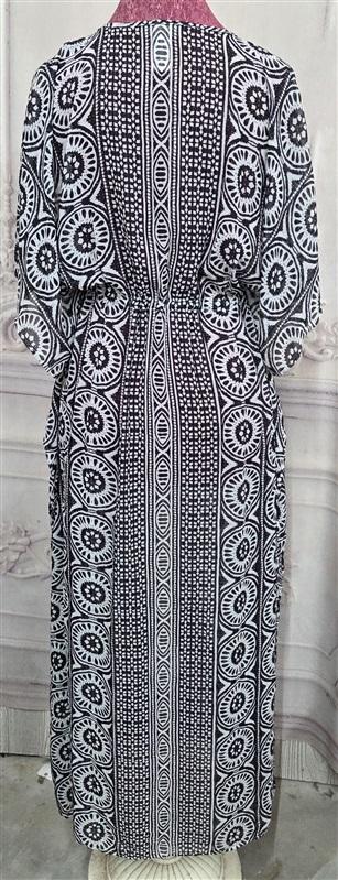 NWOT Tommy Bahama S/M Boho Sheer Dress Cover Up Black White Kaftan 130039