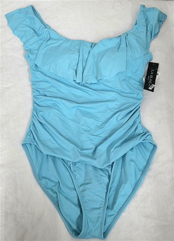NWT La Blanca 14 Island Goddess Off The Shoulder Ruffle 1PC Swimsuit 130050