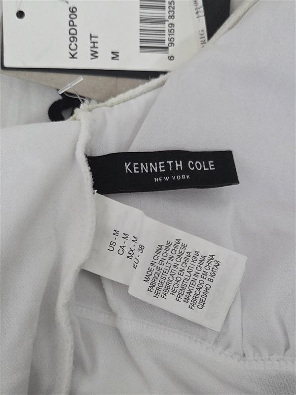 NWT Kenneth Cole M Black White Color Block Crochet 1pc Swimsuit 130053
