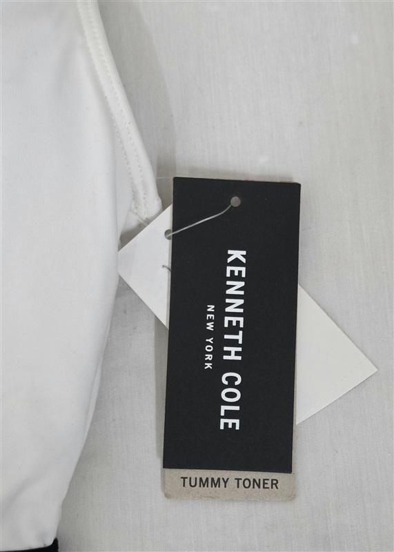 NWT Kenneth Cole M Black White Color Block Crochet 1pc Swimsuit 130053