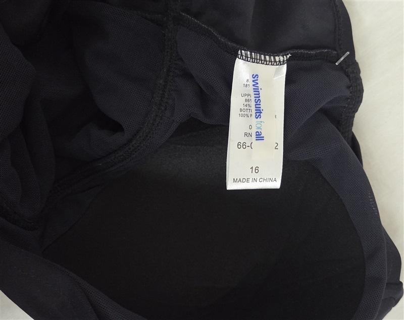 NWOT Swimsuits for All 16 1 Pc Twist Front Swim V neck Black 130054