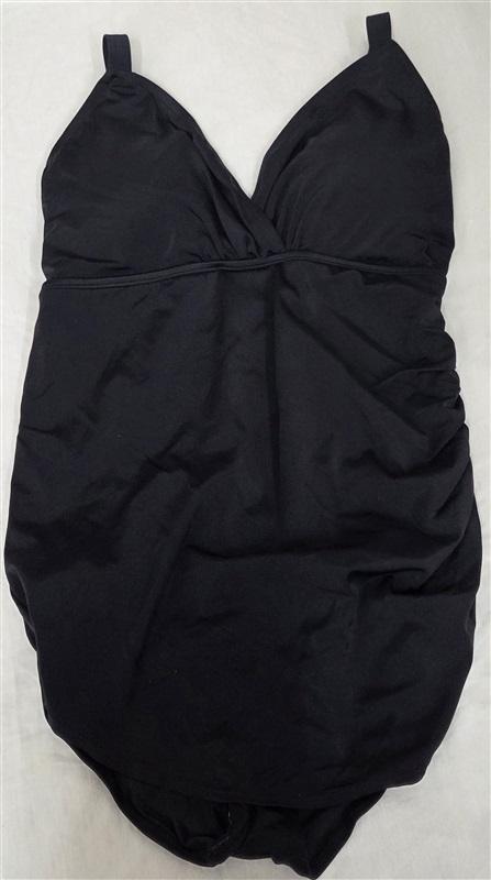 NWOT Swimsuits for All 16 1 Pc Twist Front Swim V neck Black 130054