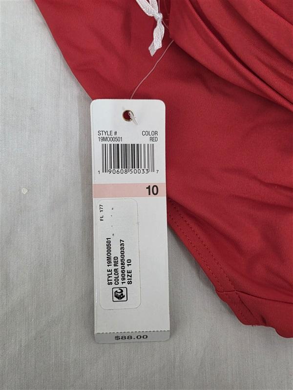 NWT Anne Cole Live In Color 10 Red Twist Bandeau One-Piece Swimsuit 130056