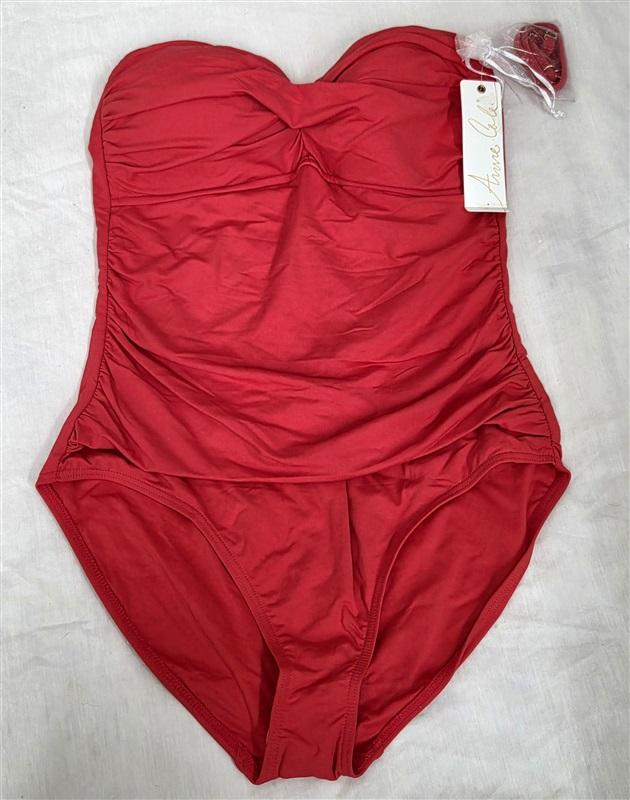 NWT Anne Cole Live In Color 10 Red Twist Bandeau One-Piece Swimsuit 130056