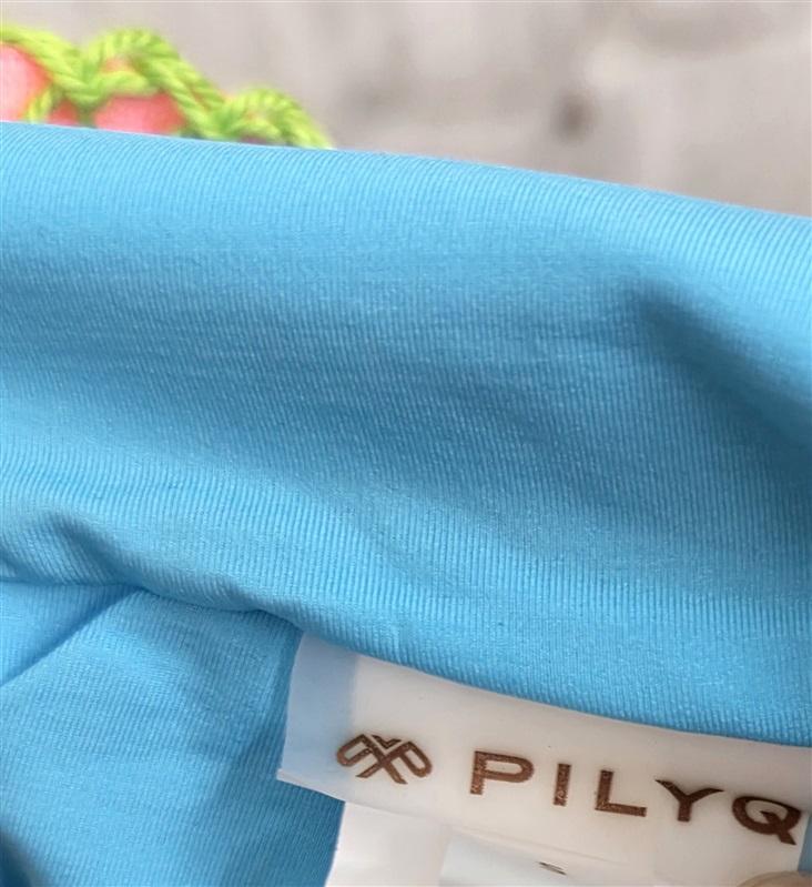 NWOT Pilyq Platinum S Crochet Bandeau Aqua Bikini Swim Top 130057
