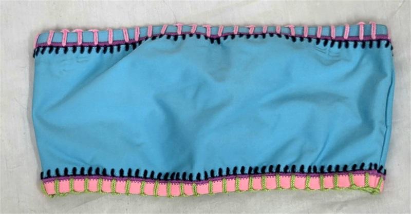 NWOT Pilyq Platinum S Crochet Bandeau Aqua Bikini Swim Top 130057