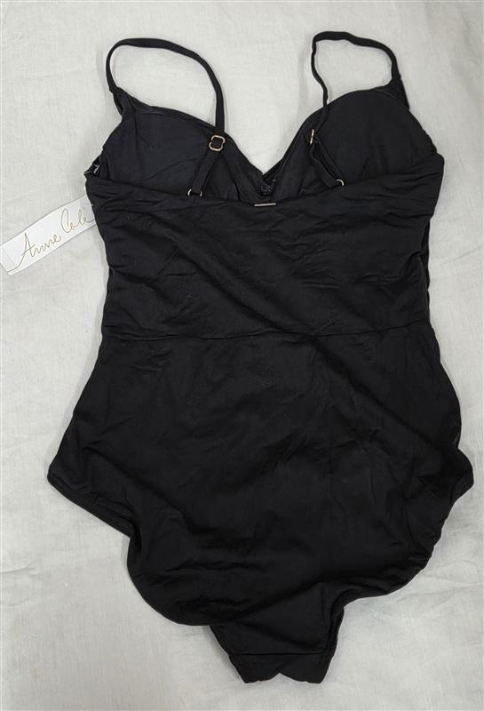 NWT Anne Cole 10 Live In Color Twist Black Underwire 1PC Swimsuit 130058